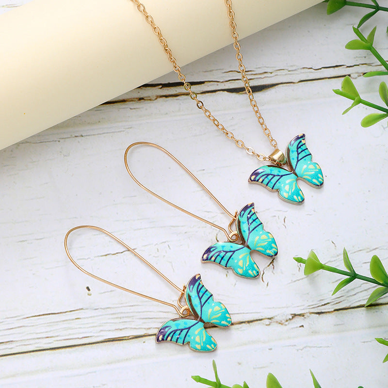 Wholesale New Three-piece Summer Beach-inspired Coloured Butterfly Gold Chain